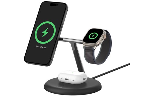 Station de charge 3-en-1 Belkin BoostCharge Pro avec MagSafe - Noire
