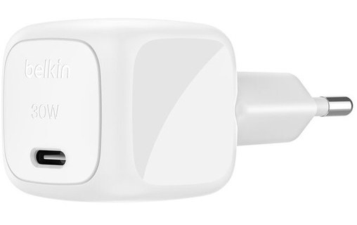 Chargeur USB-C 30 W - Belkin BoostCharge Compact + câble USB-C - Blanc