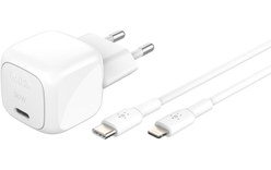Chargeur USB-C 30 W - Belkin BoostCharge Compact + câble USB-C/Lightning - Blanc