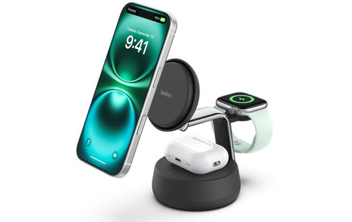 Station de charge 3-en-1 Belkin UltraCharge Pro - MagSafe - Qi2 (25 W) - Charbon