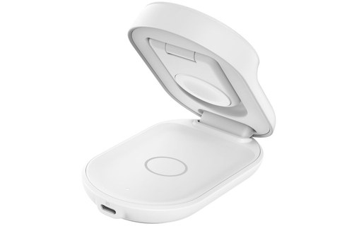 Station 3-en-1 Belkin UltraCharge Ronde Pliable - MagSafe, Qi2 (25 W) - Blanche