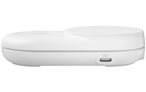 Station 2-en-1 Belkin UltraCharge Ronde Pliable - MagSafe - Qi2 (25 W) - Blanche