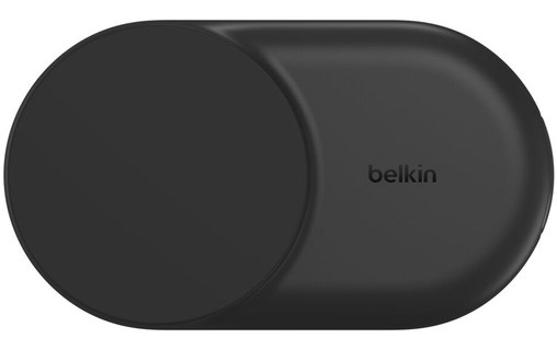 Station 2-en-1 Belkin UltraCharge Ronde Pliable - MagSafe - Qi2 (25 W) - Noire