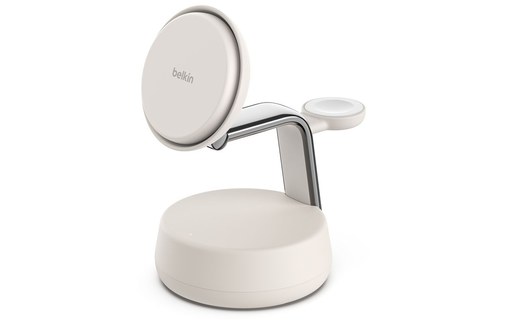 Station de charge 3-en-1 Belkin UltraCharge Pro - MagSafe - Qi2 (25 W) - Beige
