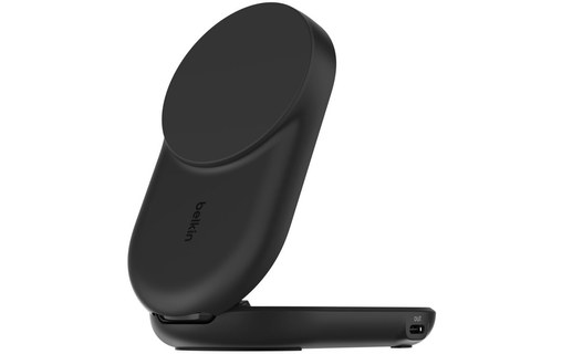 Station 2-en-1 Belkin UltraCharge Ronde Pliable - MagSafe - Qi2 (25 W) - Noire