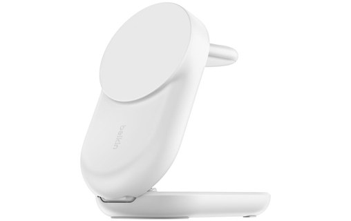 Station 3-en-1 Belkin UltraCharge Ronde Pliable - MagSafe, Qi2 (25 W) - Blanche