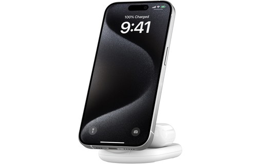 Socle de charge 2-en-1 Belkin BoostCharge Pliable avec MagSafe - Qi2 - Blanc