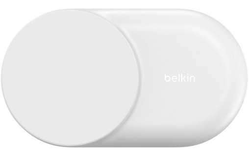 Station 3-en-1 Belkin UltraCharge Ronde Pliable - MagSafe, Qi2 (25 W) - Blanche