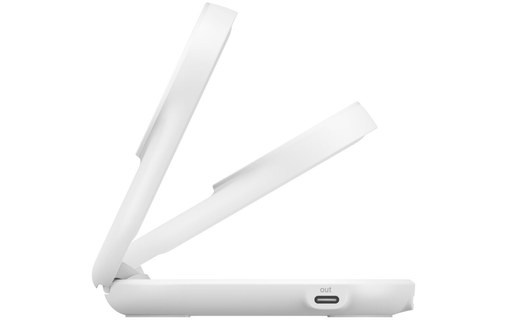 Station 2-en-1 Belkin UltraCharge Ronde Pliable - MagSafe - Qi2 (25 W) - Blanche