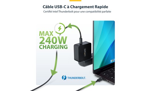 Câble Thunderbolt 5 StarTech - 80 Gbit/s 240 W - 80 cm - Noir