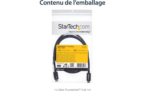 Câble Thunderbolt 3 StarTech - 20 Gbit/s - 1 m - Noir