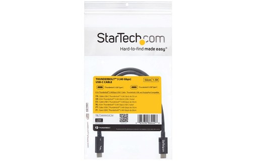 Câble Thunderbolt 3 StarTech - 40 Gbit/s - 50 cm - Noir