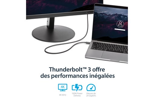 Câble Thunderbolt 3 StarTech - 20 Gbit/s - 1 m - Noir