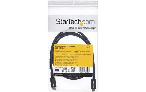 Câble Thunderbolt 3 StarTech - 20 Gbit/s - 1 m - Noir