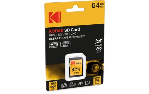 Carte SDXC Kodak Ultra Pro Performance 64 Go, UHS-II, V90