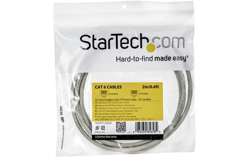 Câble ethernet RJ45 Cat 6 UTP - StarTech - 2 m - Gris
