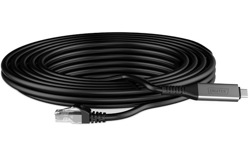Câble ethernet USB-C vers RJ45 Cat 6a SSTP - Digitus - 2 m - Noir