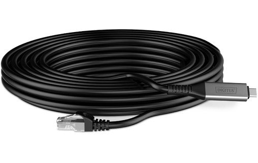 Câble ethernet USB-C vers RJ45 Cat 6a SSTP - Digitus - 5 m - Noir