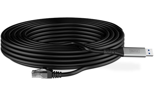 Câble ethernet USB-A vers RJ45 Cat 6a SSTP - Digitus - 10 m - Noir
