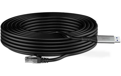 Câble ethernet USB-A vers RJ45 Cat 6a SSTP - Digitus - 15 m - Noir