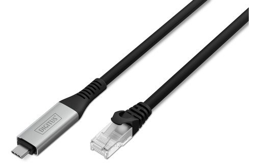 Câble ethernet USB-C vers RJ45 Cat 6a SSTP - Digitus - 2 m - Noir