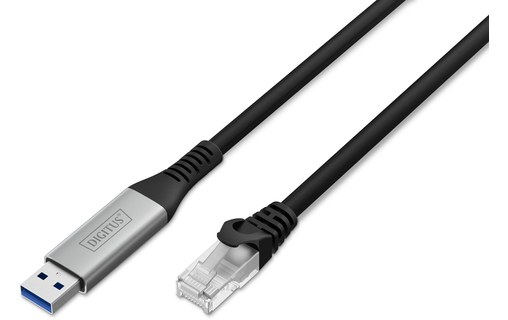 Câble ethernet USB-A vers RJ45 Cat 6a SSTP - Digitus - 5 m - Noir