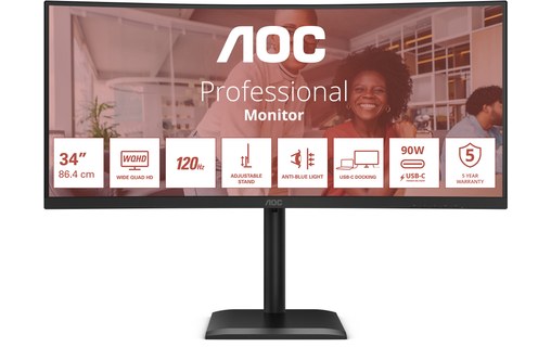 Écran Incurvé 34" AOC E4 CU34E4CV - 120 Hz