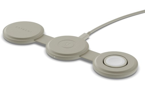 Chargeur MagSafe Pliable pour iPhone - Satechi OntheGo 3-en-1 - Blanc