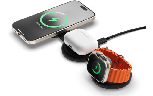 Chargeur MagSafe Pliable pour iPhone - Satechi OntheGo 3-en-1 - Noir