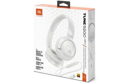 Casque JBL Tune 520C USB-C, Blanc