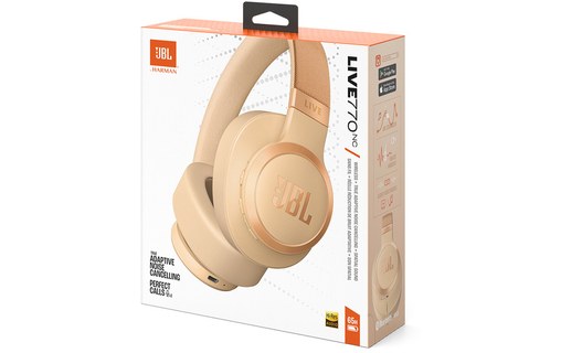 Casque Bluetooth JBL Live 770NC à réduction de bruit, Sable