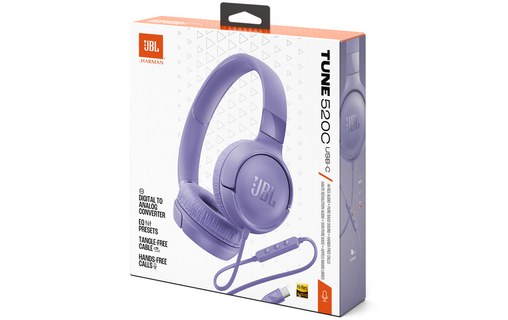 Casque JBL Tune 520C USB-C, Lilas