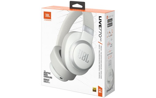 Casque Bluetooth JBL Live 770NC à réduction de bruit, Blanc