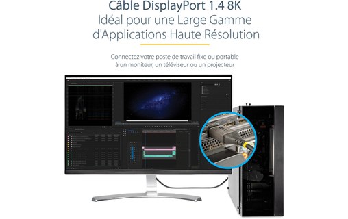 StarTech.com Câble DisplayPort 1.4 Certifié VESA 4m - 8K 60Hz HDR10 - Vidéo Ultr