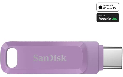 Clé USB-C et USB-A SanDisk Ultra Dual Drive Go 1 To - Lavande - USB 3.2