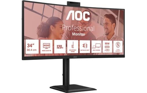 Écran Incurvé 34" AOC E4 CU34E4CW - 120 Hz USB-C