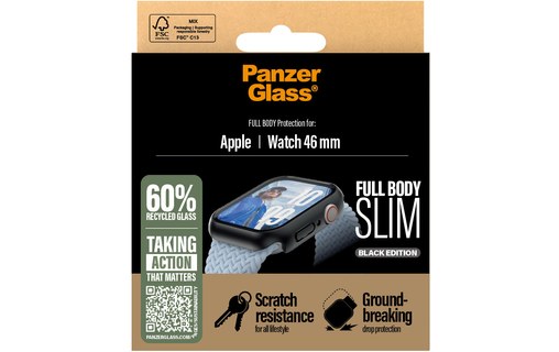 Coque pour Apple Watch 11 | 10 46 mm - PanzerGlass Full Body Slim - Noir