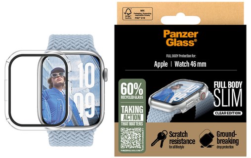 Coque pour Apple Watch 11 | 10 46 mm - PanzerGlass Full Body Slim - Transparent