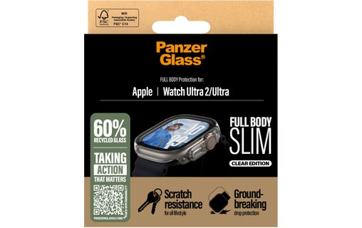 Coque pour Apple Watch Ultra 49 mm - PanzerGlass Full Body Slim - Transparent