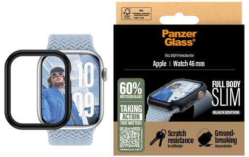 Coque pour Apple Watch 11 | 10 46 mm - PanzerGlass Full Body Slim - Noir