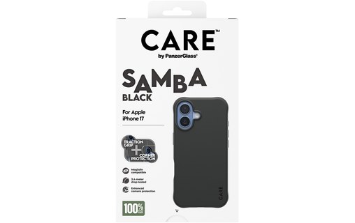 Coque MagSafe pour iPhone 17 - PanzerGlass Care Samba - Noire