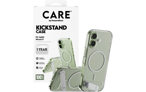 Coque MagSafe pour iPhone 17 - PanzerGlass Care Kickstand - Transparente