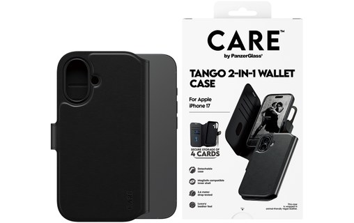 Étui à rabat MagSafe pour iPhone 17 - PanzerGlass Care Tango - Noire