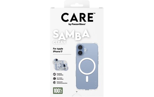Coque MagSafe pour iPhone 17 - PanzerGlass Care Samba - Transparente