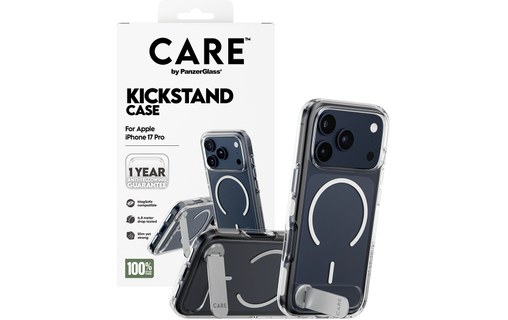 Coque MagSafe pour iPhone 17 Pro - PanzerGlass Care Kickstand - Transparente