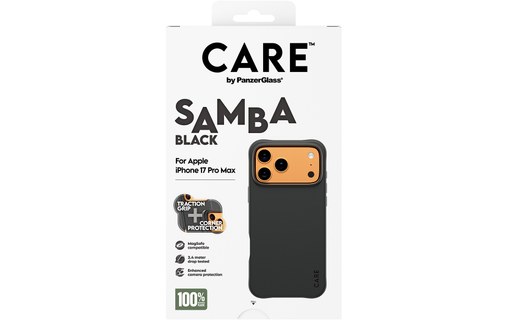 Coque MagSafe pour iPhone 17 Pro Max - PanzerGlass Care Samba - Noire
