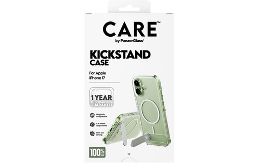 Coque MagSafe pour iPhone 17 - PanzerGlass Care Kickstand - Transparente