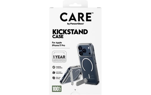 Coque MagSafe pour iPhone 17 Pro - PanzerGlass Care Kickstand - Transparente