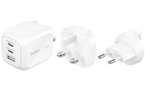 Chargeur USB-C & USB-A 70W - 3 ports - Belkin BoostCharge Pro - Blanc