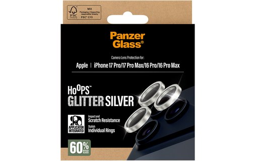 Protection caméra pour iPhone 16/17 Pro et Pro Max - PanzerGlass Hoops - Argent
